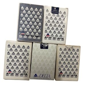 Vintage Delta Air Lines Playing Cards Lot of 5 Decks Arrco Airline Memorabilia